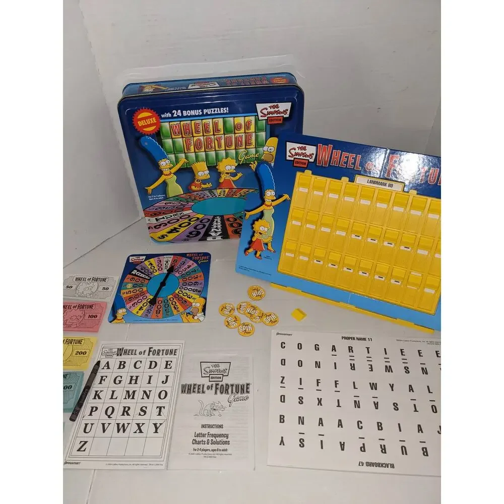 Vintage 2005 The Simpsons Wheel of Fortune Deluxe Board Game Collectors Tin